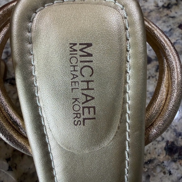 Michael Kors Gold Strappy Chunky Heels - Picture 8 of 8